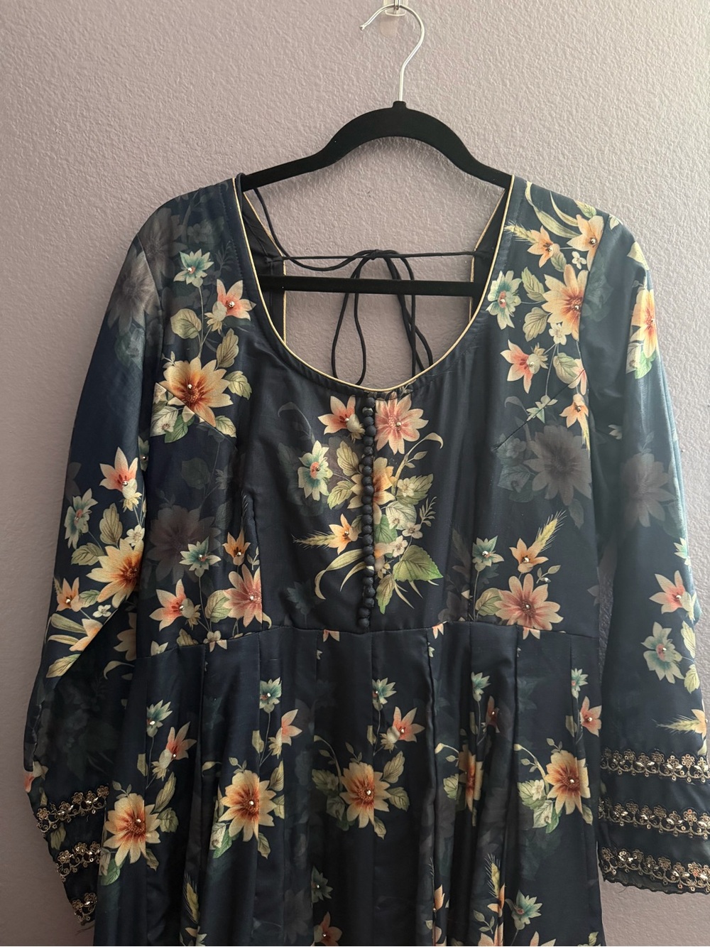 Black Floral Scoop-Neck Women’s Dress Tunic